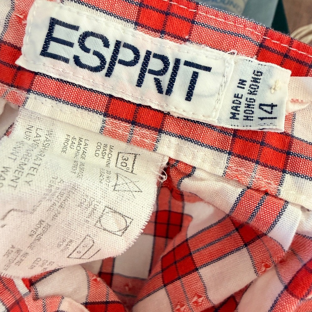 Vintage Esprit Red Plaid Midi Skirt High Waist A-Line 90s Cottagecore Size 14 - Picture 8 of 8